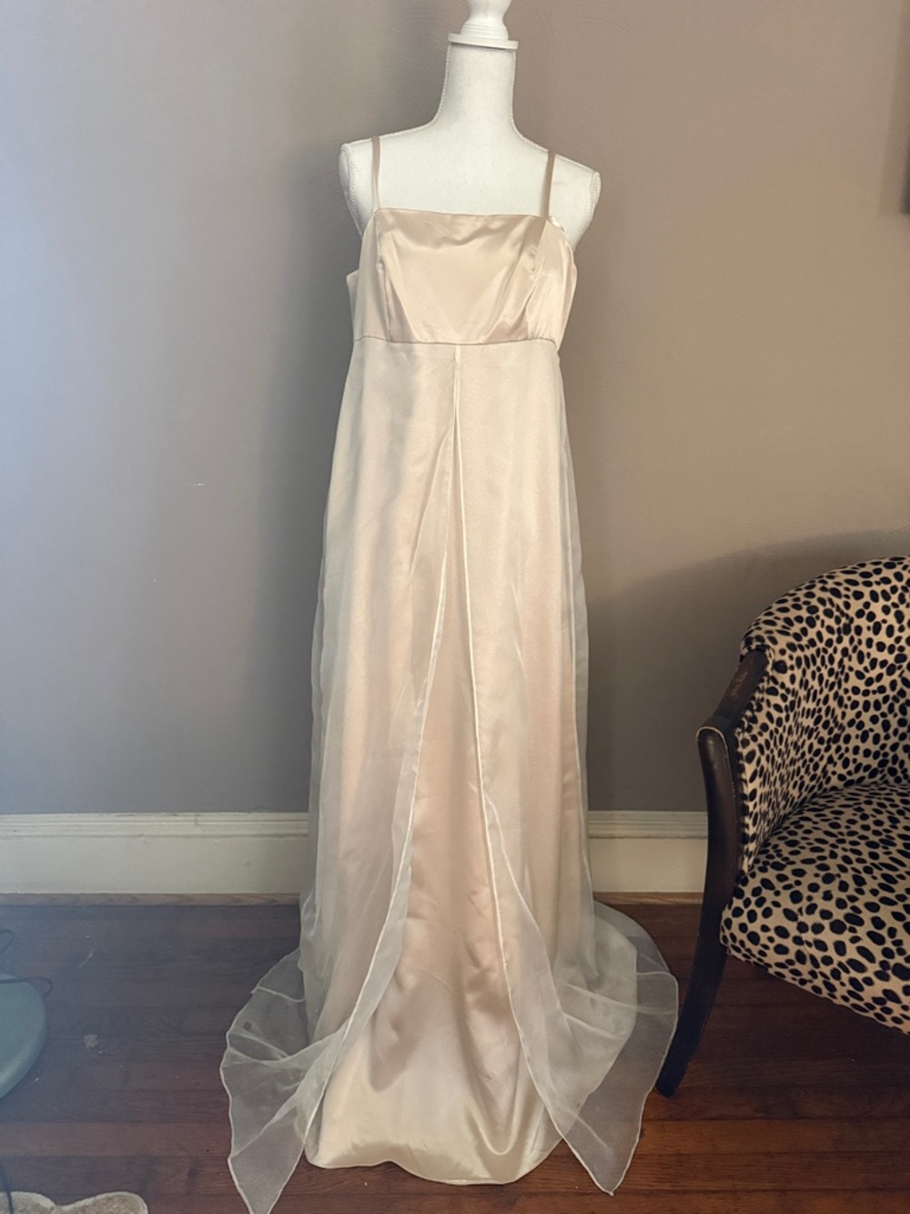 YNS Generic Champagne Slip Wedding Dress with Sheer Overlay